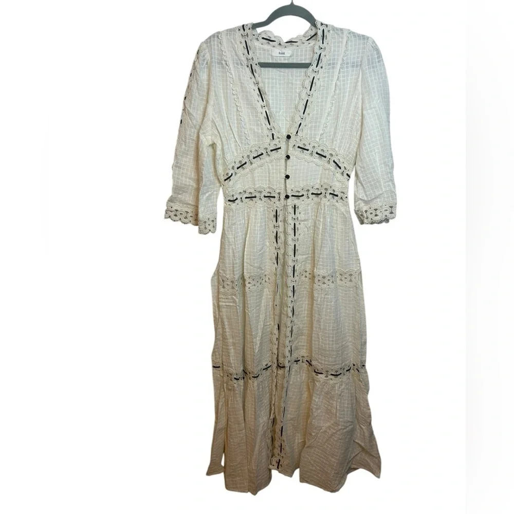 Rahi White Cotton Cottagecore Maxi Swim Cover Up
